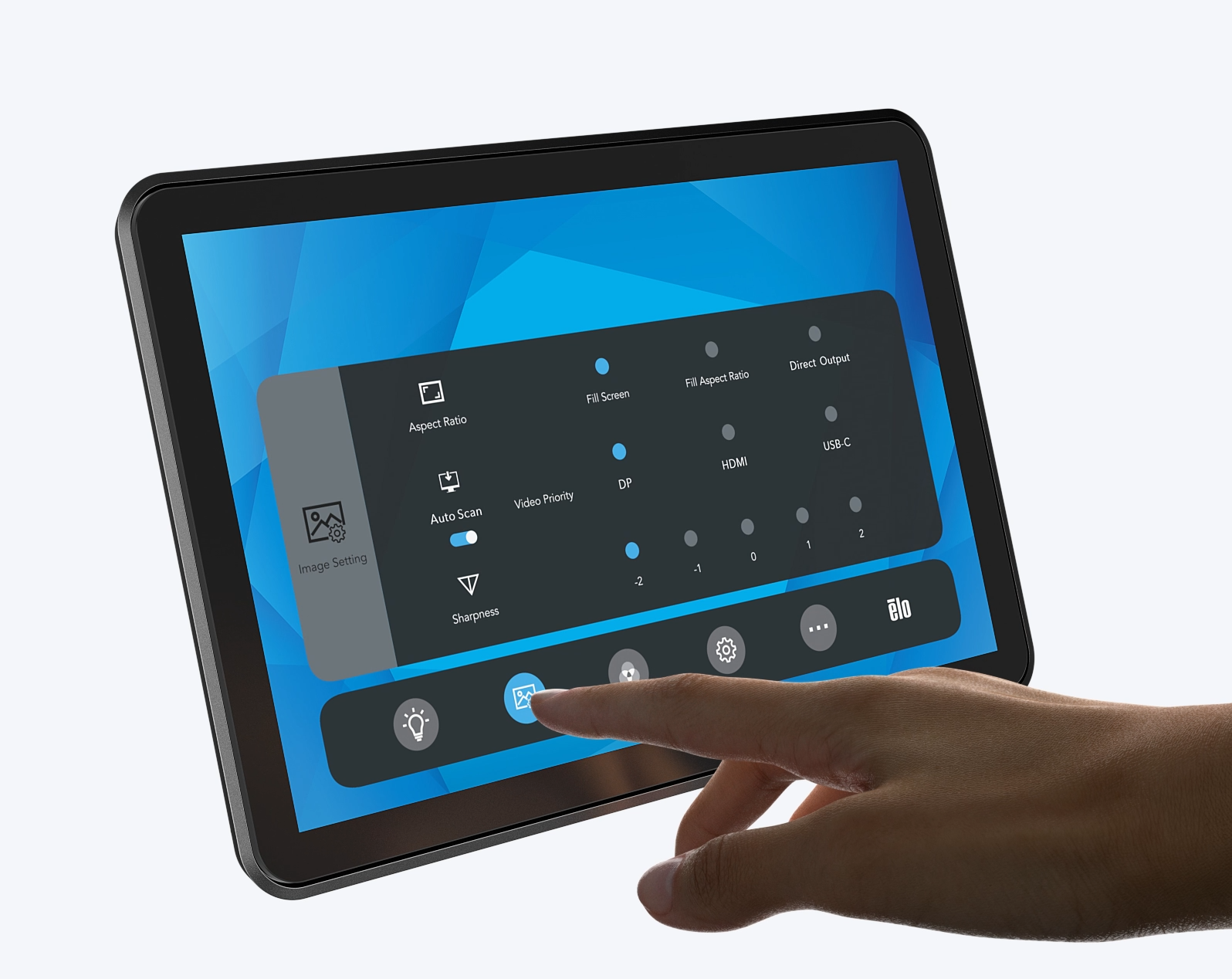 Hand using built in menu interface.